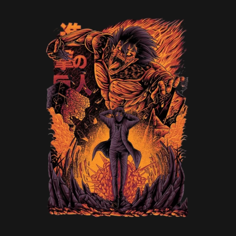 Düstere Anime-Szene mit Monster Herren T-Shirt