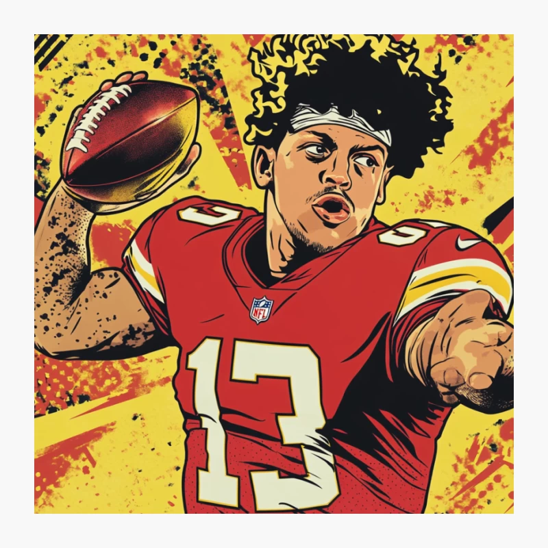 Dynamic Artistic Illustration of NFL Quarterback in Action Pin