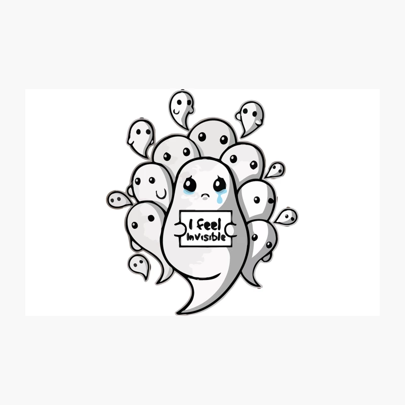 Sad Cartoon Ghost Feeling Invisible Among Others Travel Mug