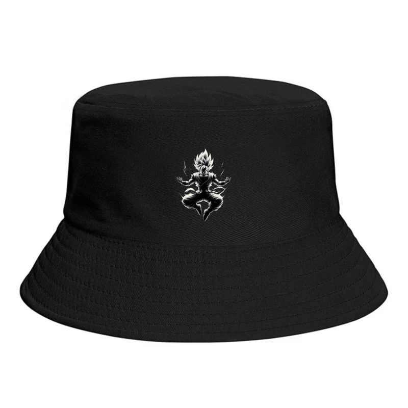 Dynamic Anime Character in Action Bucket Hat