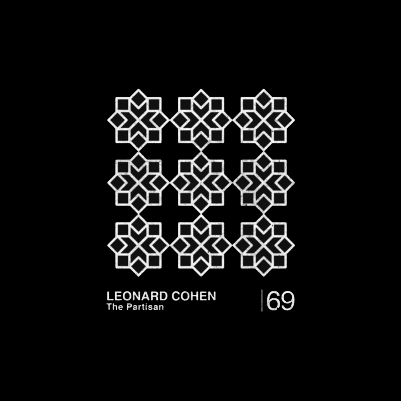 Leonard Cohen's "The Partisan" Minimalist Album Cover with Geometric Star Pattern Mouse Pad