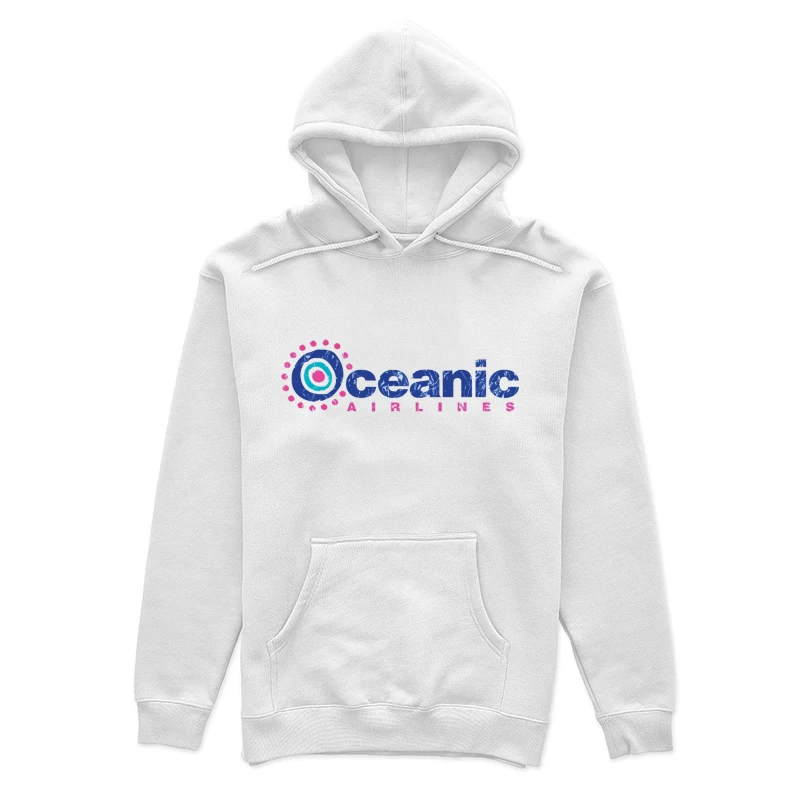 Oceanic Airlines Vintage-Style Logo Design with Blue and Pink Color Scheme Female Pullover Hoodie