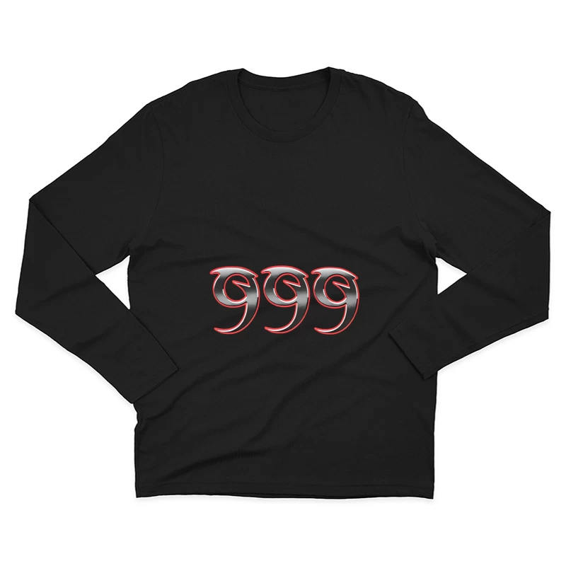 Drei Stylische 999 Zahlen Herren Langarm T-Shirt