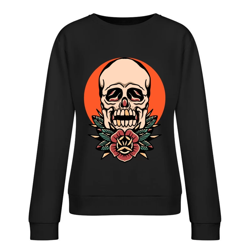 Skull with Floral Design Female Pullover Sweatshirt