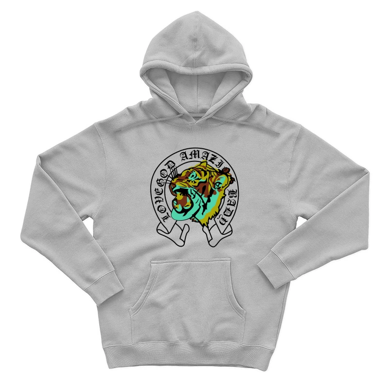 Tigerkopf Design mit Schriftzug Herren Pullover Hoodie
