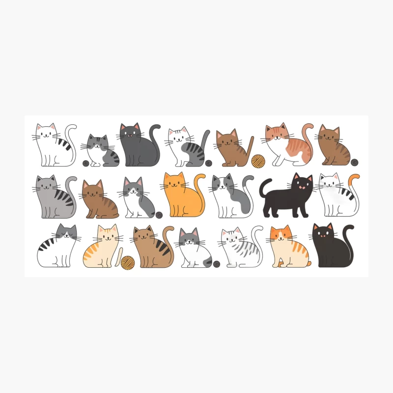 Cute Cartoon Cat Collection: Illustrated Feline Friends Coffee Mug
