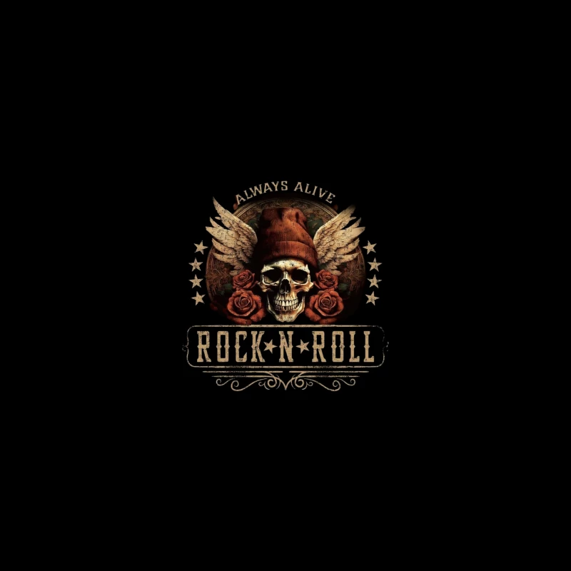 Rock and Roll Skull with Wings and Roses Coffee Mug