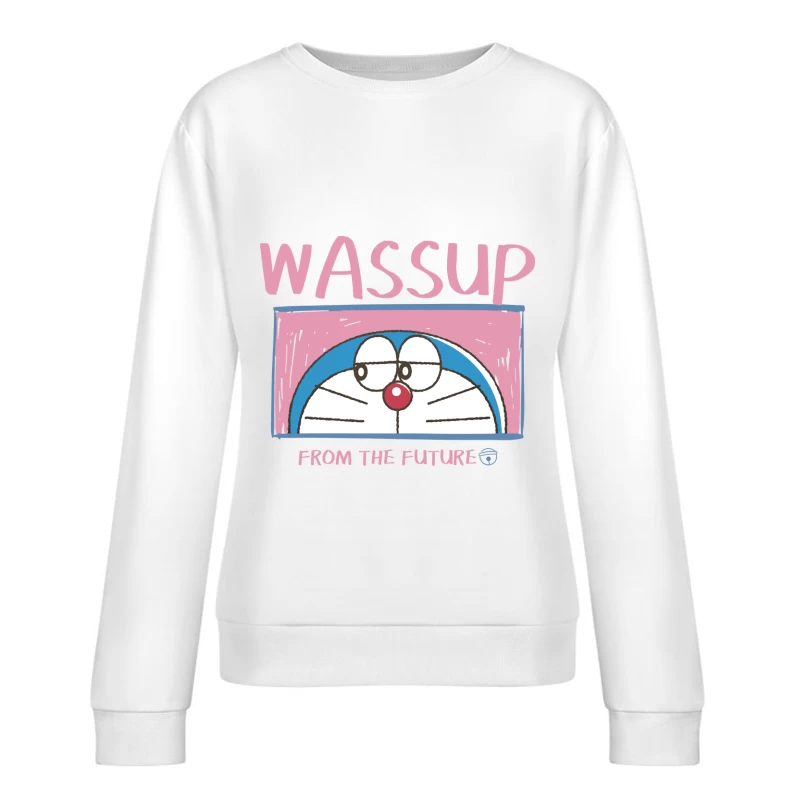 Grüße aus der Zukunft mit Roboterkatze Damen Pullover Sweatshirt