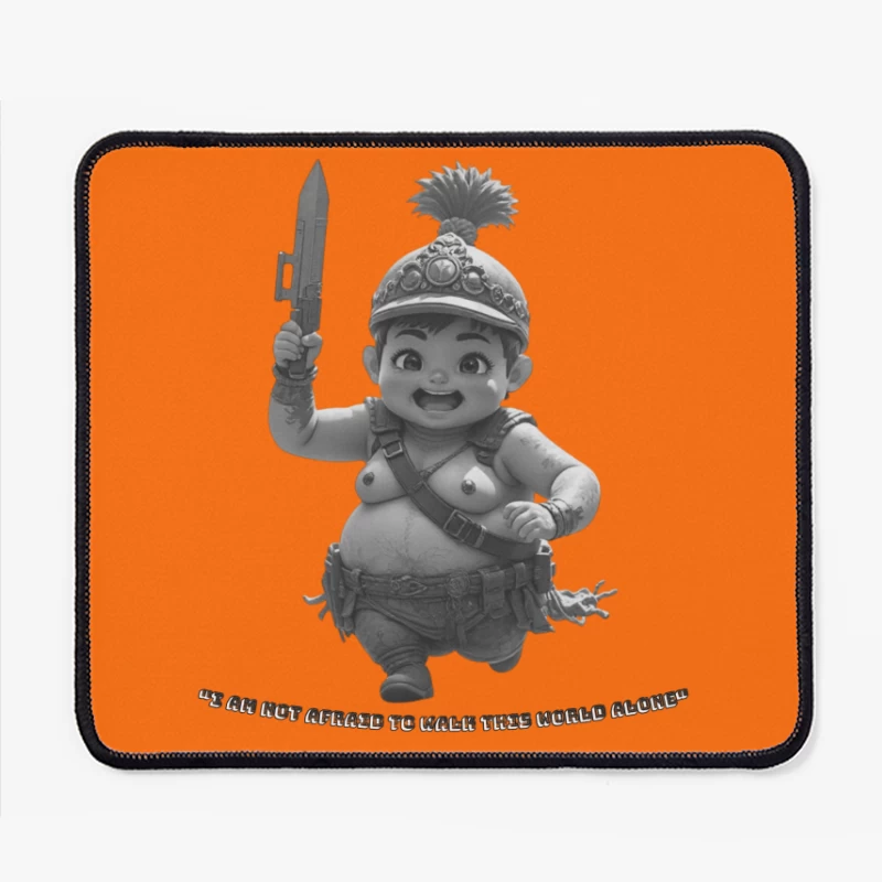 Adorable Chubby Warrior Character with Crown and Sword Mouse Pad