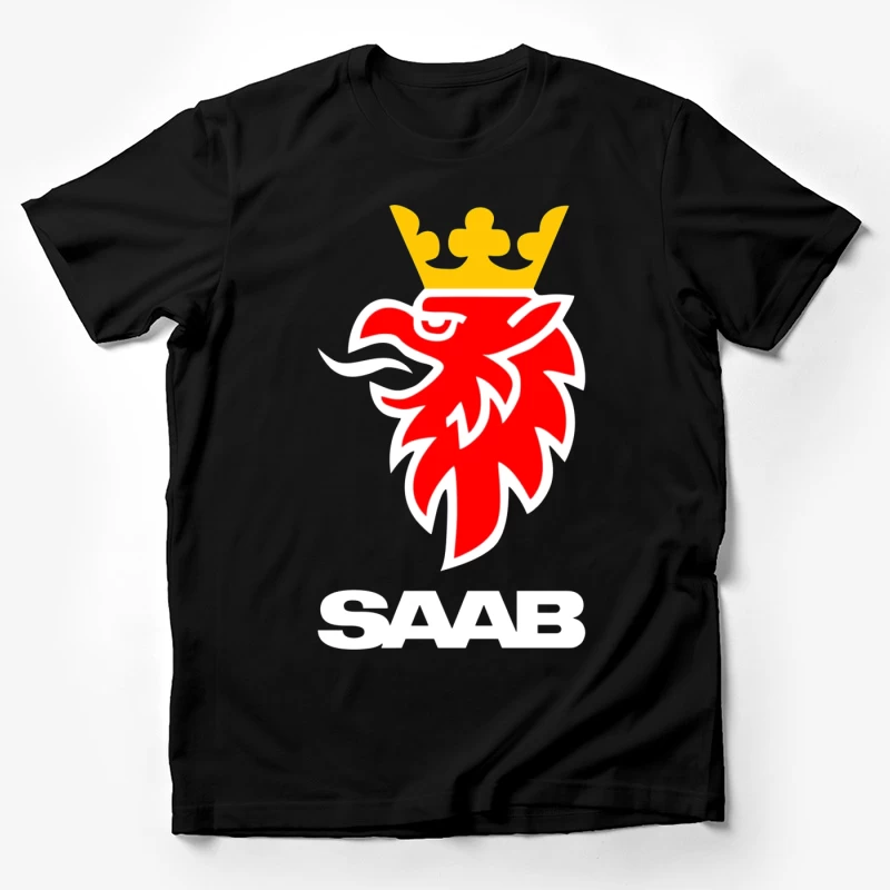 Saab Automotive Red Griffin Logo with Crown Male T-Shirt