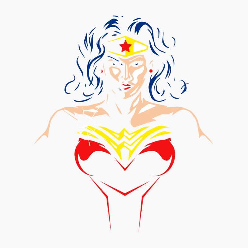 Wonder Woman: Empowering Superhero Illustration Cotton Tote Bag