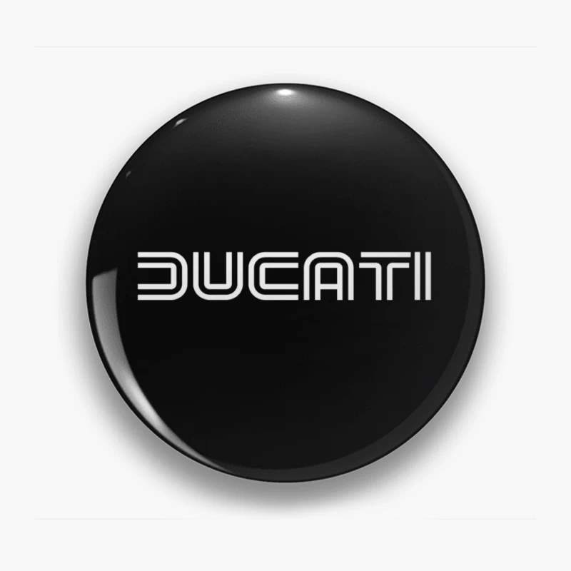 Minimalist Ducati Logo Design in White Pin