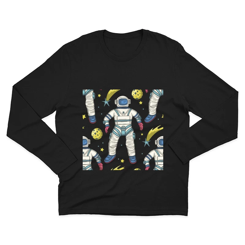 Astronautenmuster im Weltraum Herren Langarm T-Shirt