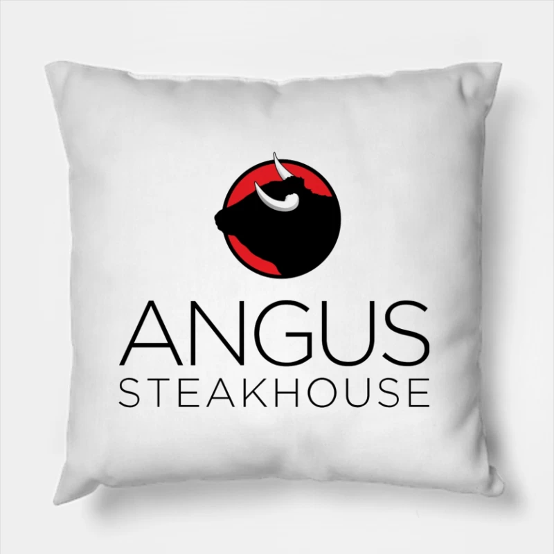 Angus Steakhouse Modern Logo with Bull Silhouette Throw Pillow