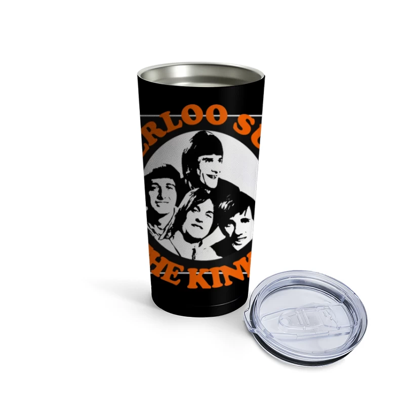 Vintage The Kinks Band Album Cover with Orange Text Travel Mug