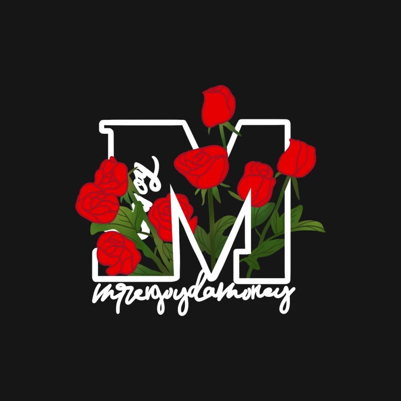 Rote Rosen auf Buchstaben-M Design Herren Langarm T-Shirt
