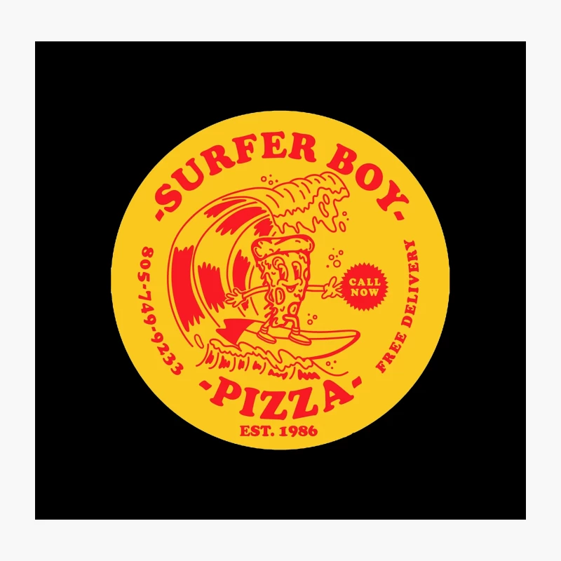 Retro Surfer Boy Pizza Delivery Logo Throw Pillow
