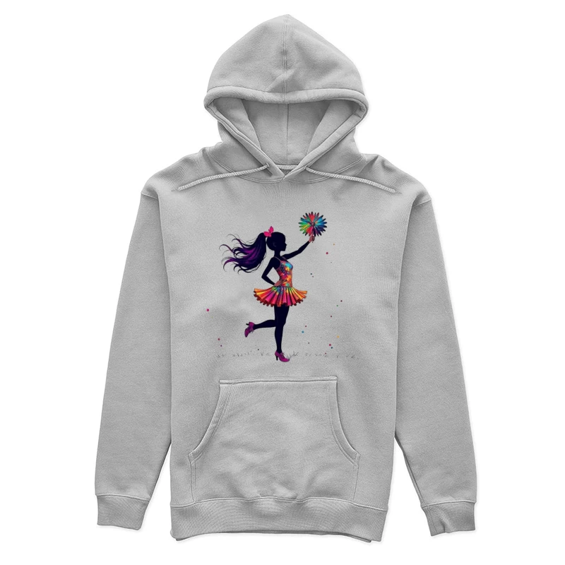 Colorful Cheerleader Silhouette Female Pullover Hoodie