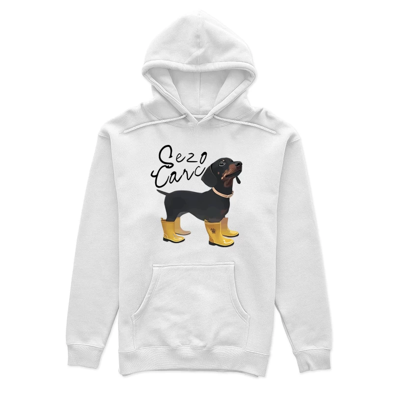 Dackel mit gelben Gummistiefeln Damen Pullover Hoodie