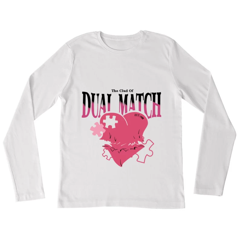 Doppelmatch-Logo mit Herzpuzzlestücken Damen Langarm T-Shirt