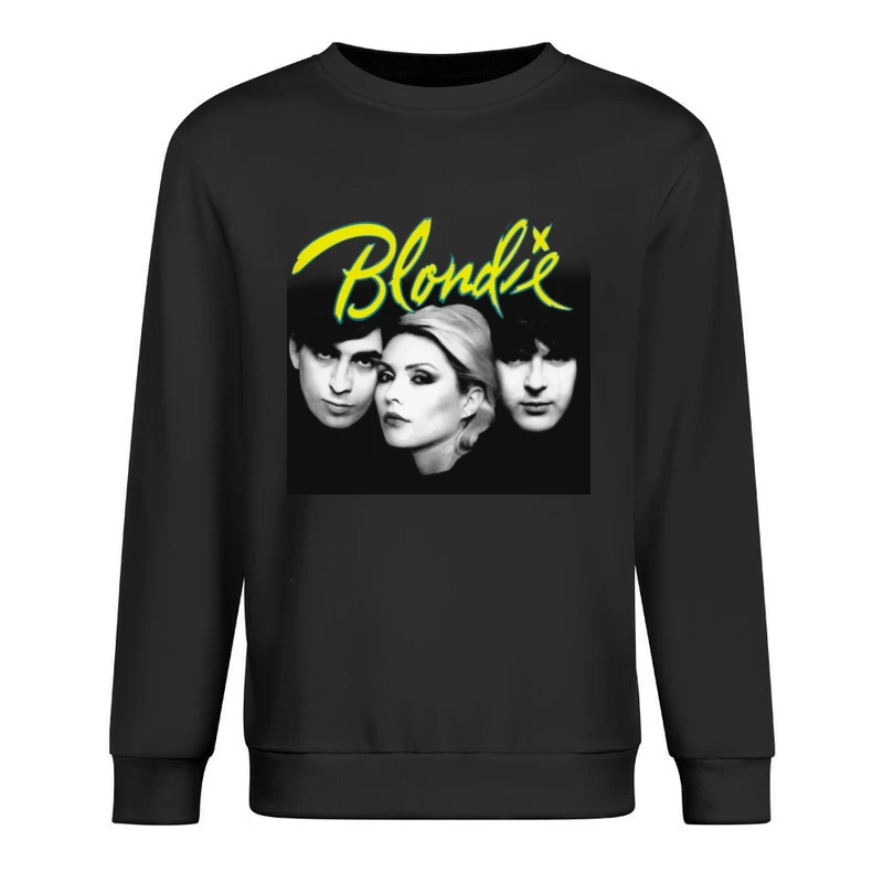 Iconic Black and White Portrait of New Wave Band Blondie Male Pullover Sweatshirt