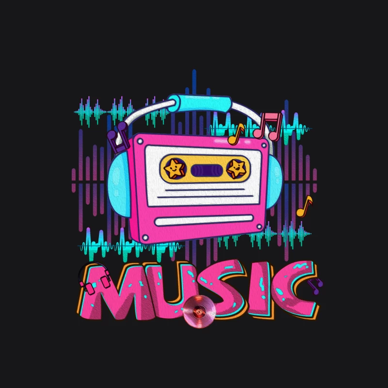 Retro Musikkassette mit Kopfhörern Herren Pullover Hoodie