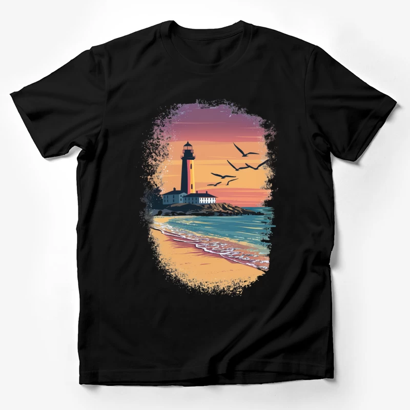 Paysage de phare au coucher du soleil Homme T-Shirt