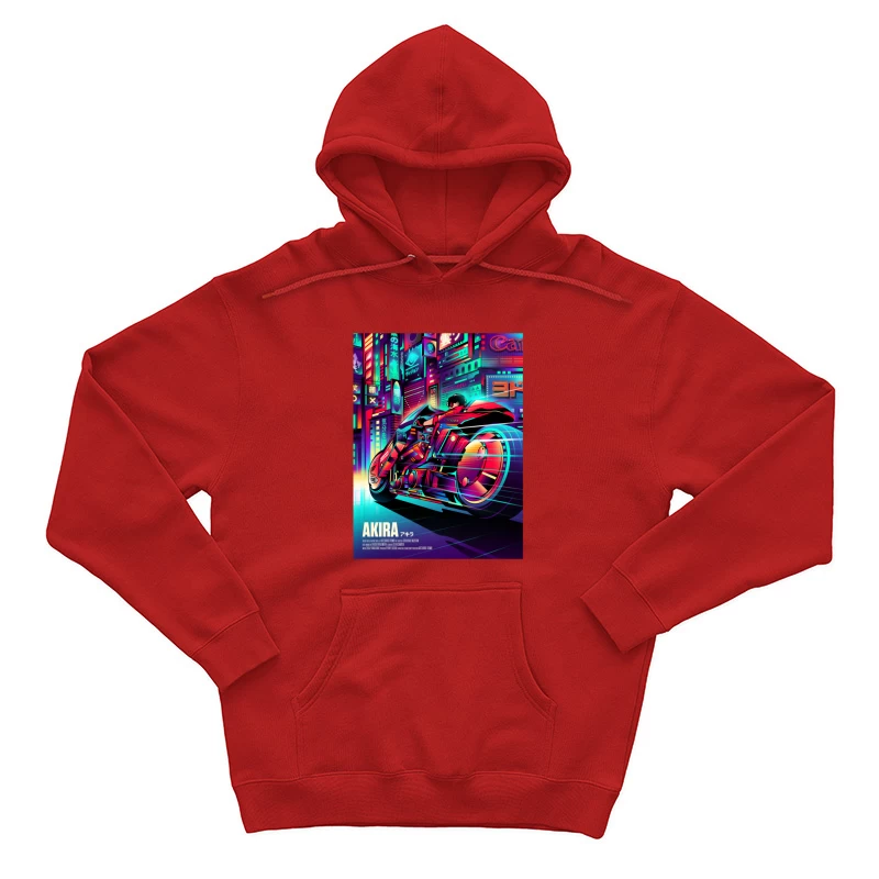 Cyberpunk Akira Motorcycle in Neon City Male Pullover Hoodie