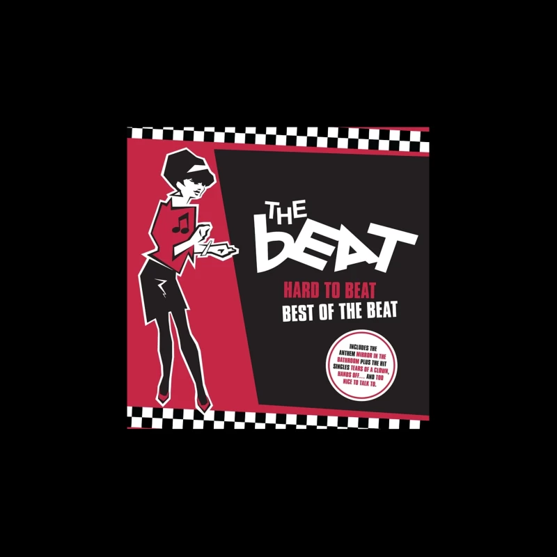 "Hard to Beat: Best of The Beat" Ska Music Album Cover with Red and Black Design Tapestry