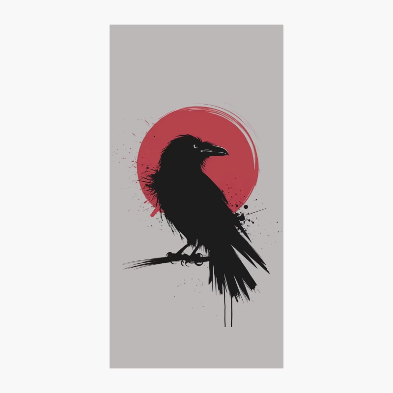 Gothic Raven Silhouette Against Red Sun iPhone Case