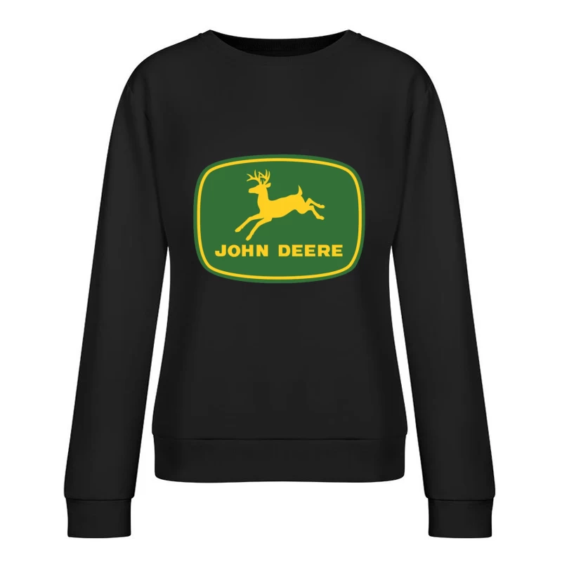 John Deere Classic Green and Yellow Logo with Leaping Deer Female Pullover Sweatshirt