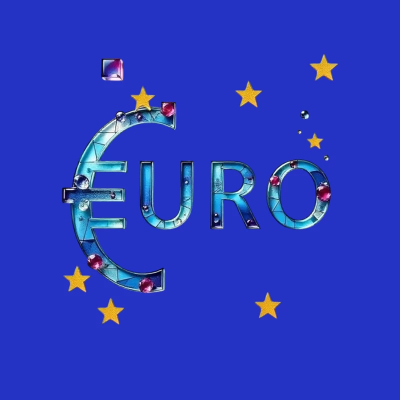 Decorative Crystal Euro Symbol with European Stars Pin