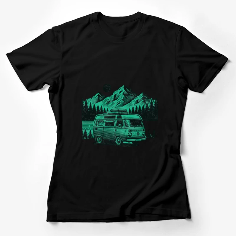 Van rétro dans un paysage de montagne Femme T-Shirt