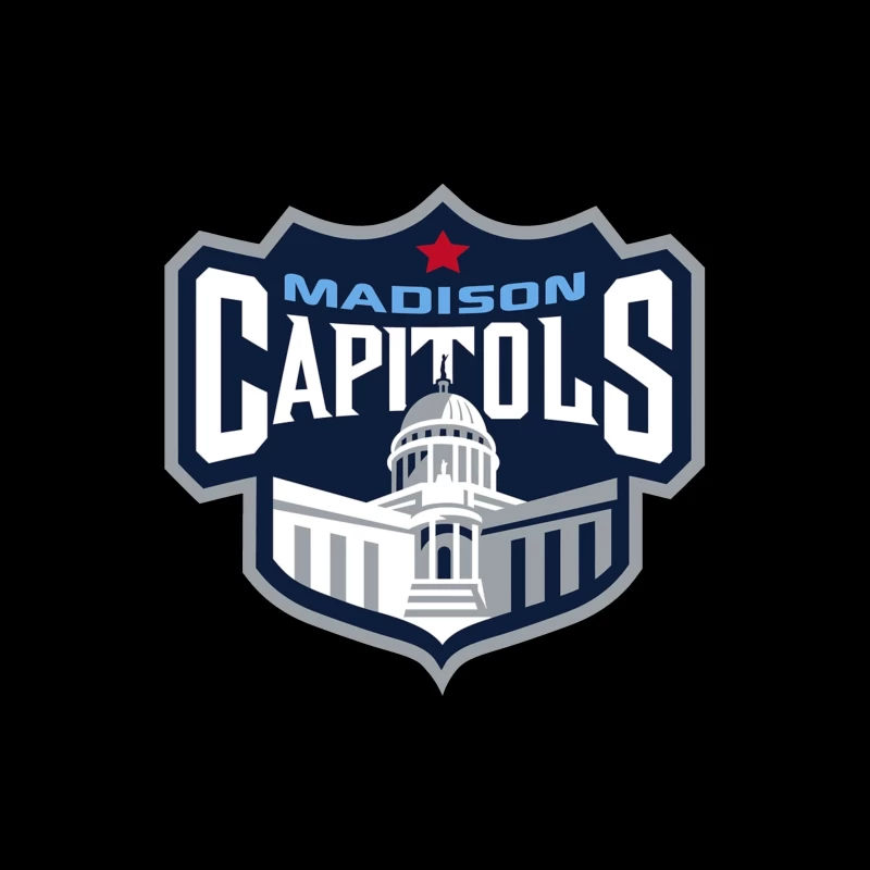 Madison Capitols Hockey Team Logo featuring Wisconsin State Capitol Building Throw Pillow