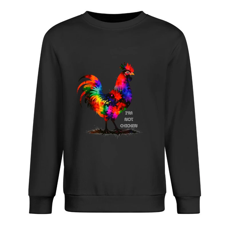 Rainbow Watercolor Rooster with Text Male Pullover Sweatshirt