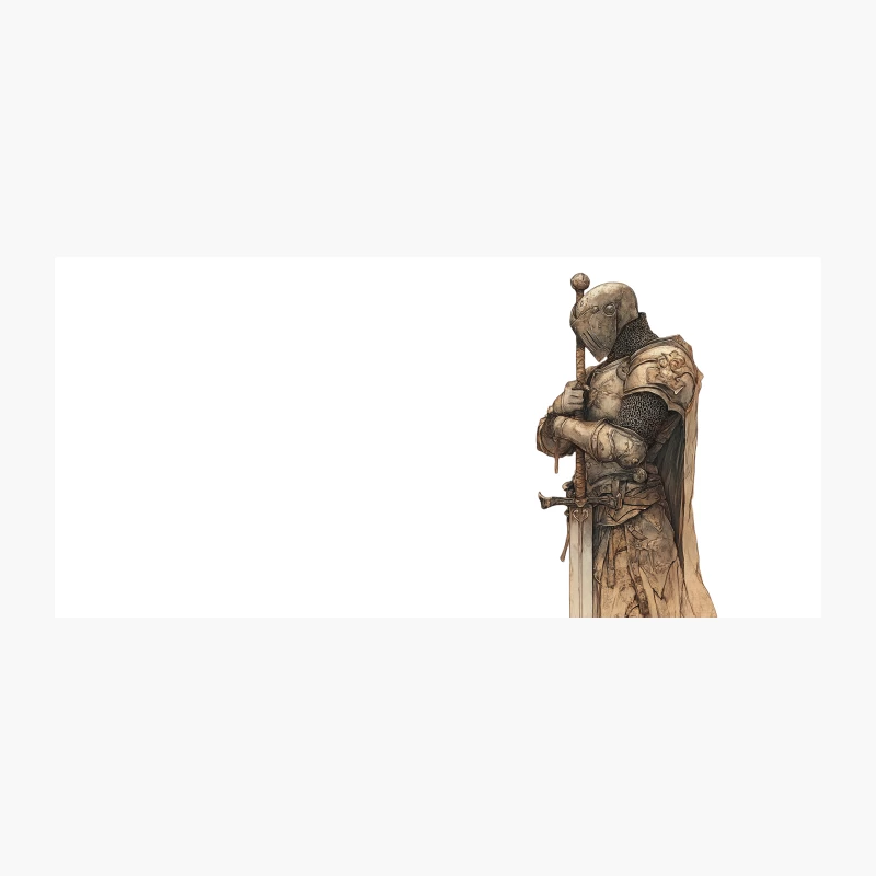Medieval Knight Sculpture: Armored Warrior with Sword and Helm Coffee Mug