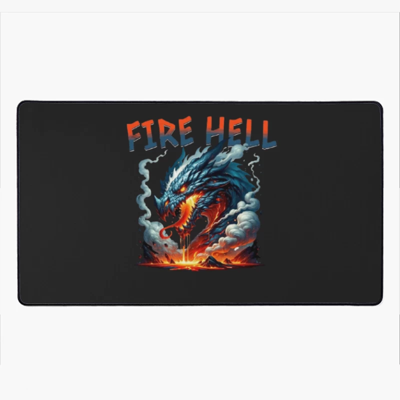 Fire Hell Dragon with Glowing Flames Desk Mat