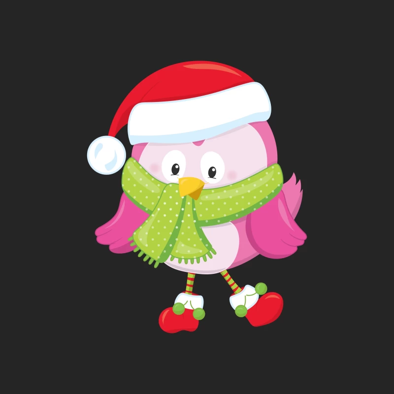 Chouette de Noël rose avec écharpe verte Femme Sweat-shirt à enfiler