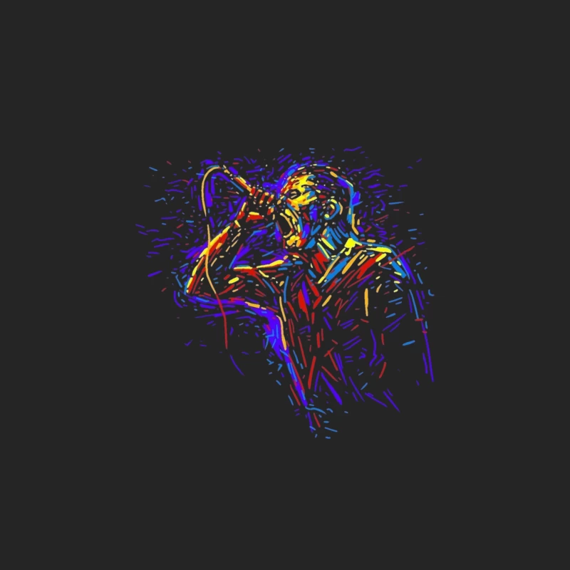 Colorful Abstract Singer Illustration Male Pullover Sweatshirt