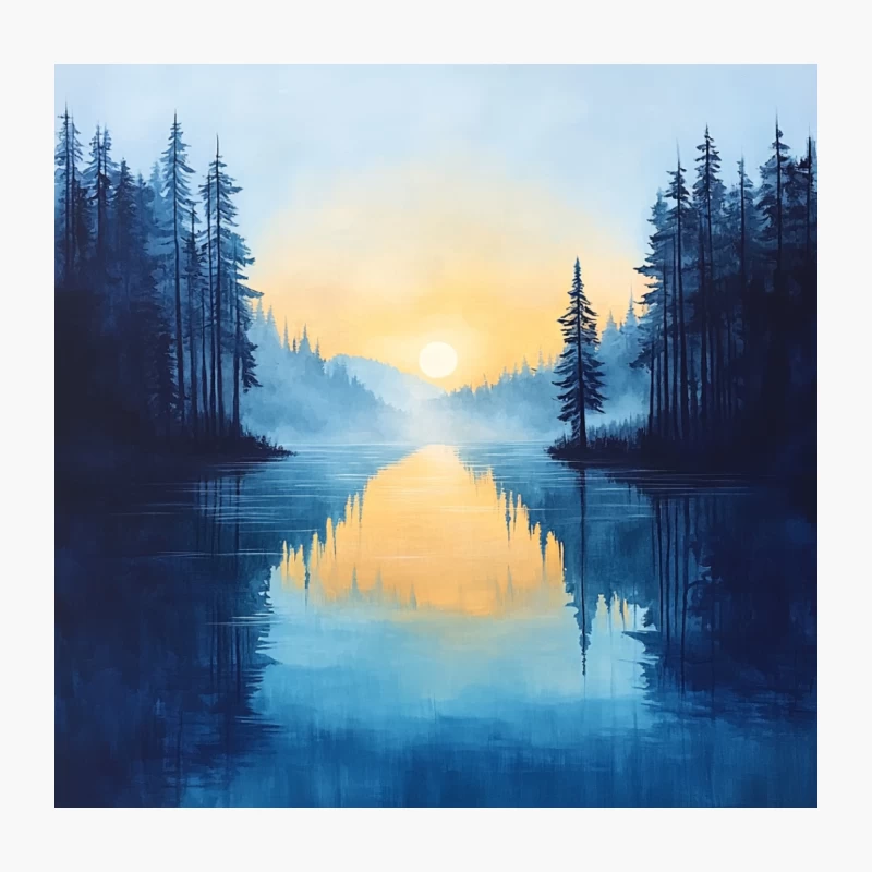 Serene Sunset Reflection on Mountain Lake Throw Pillow