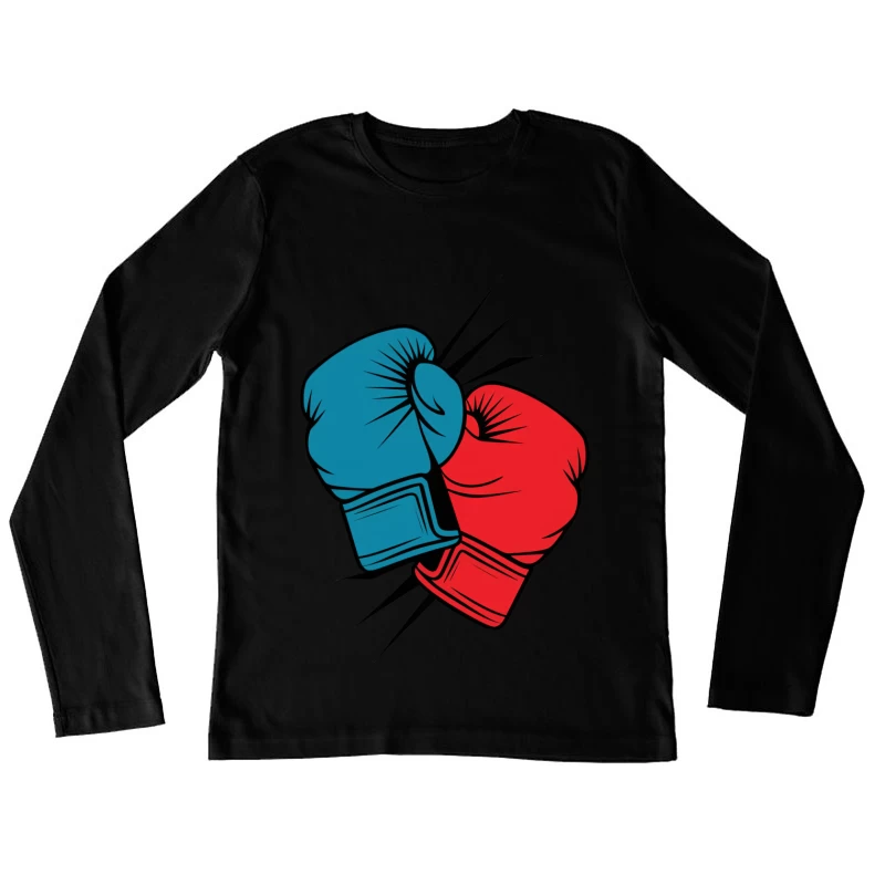 Gants de boxe rouge et bleu Femme Manches Longues T-Shirt
