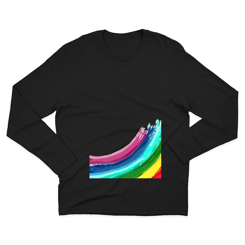 Bunte Pinselstriche auf Schwarz Herren Langarm T-Shirt