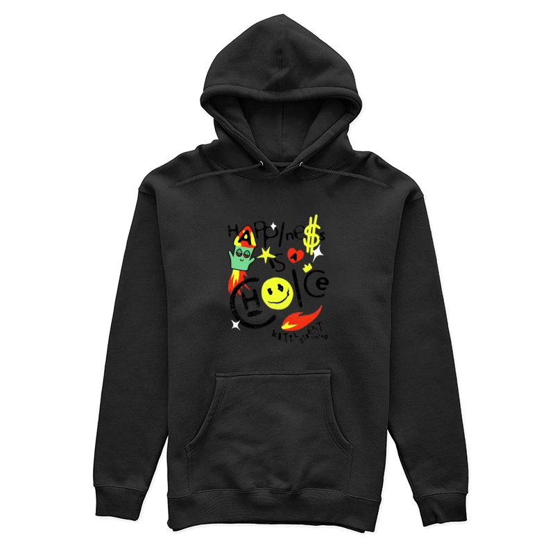 Art Abstrait avec Smiley et Fusée Femme Sweat à capuche