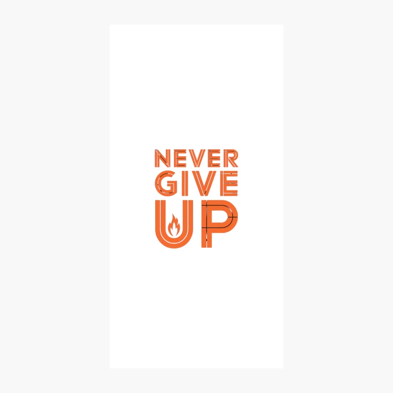 Fiery Motivation: Never Give Up Typography iPhone Case