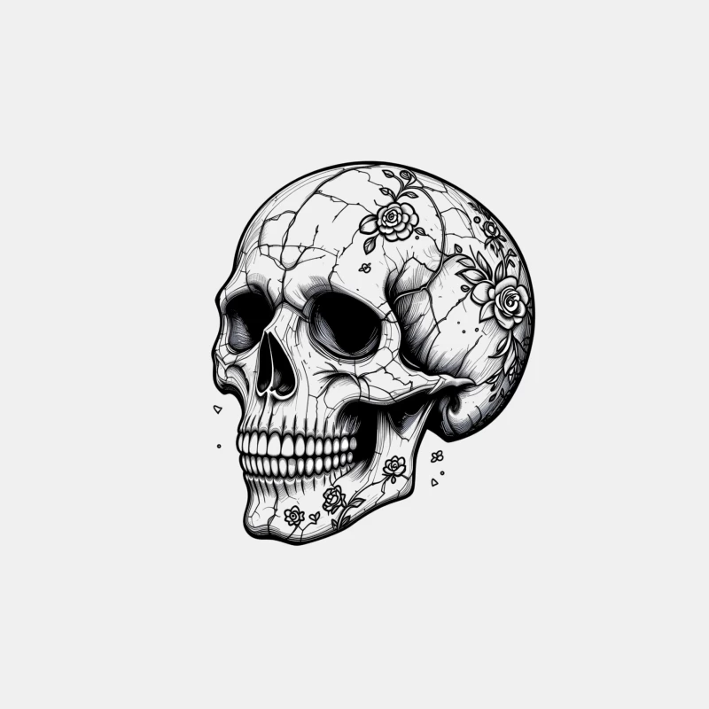 Artistic Skull with Floral Details Male Tank Top
