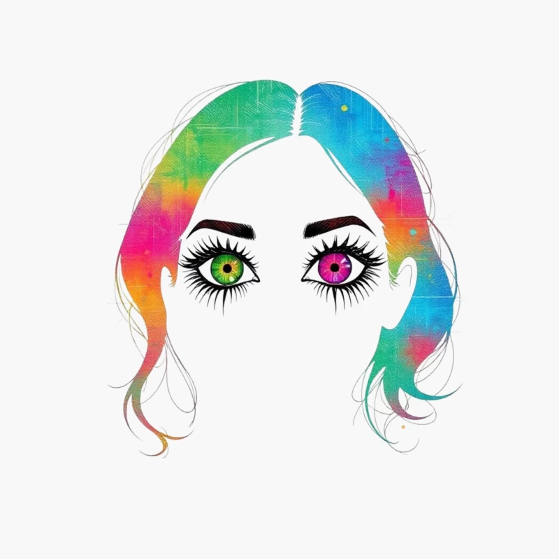 Artistic Rainbow Portrait with Heterochromatic Eyes Cotton Tote Bag