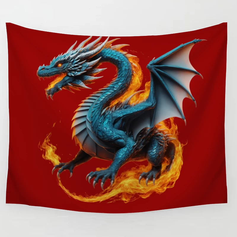 Mythical Fire-Breathing Dragon Tapestry