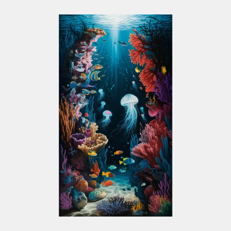 Vibrant Underwater Coral Reef Scene with Tropical Fish and Jellyfish Male Tank Top