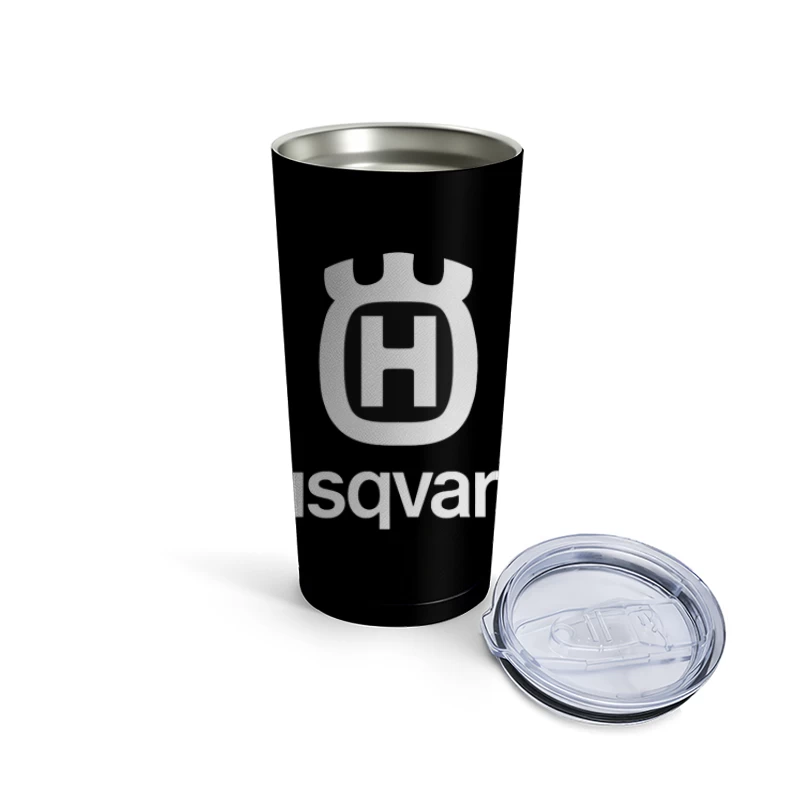 Husqvarna Brand Logo in Black and White Travel Mug