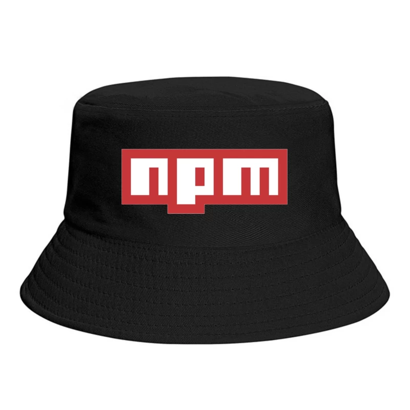 NPM (Node Package Manager) Logo in Red and White Bucket Hat